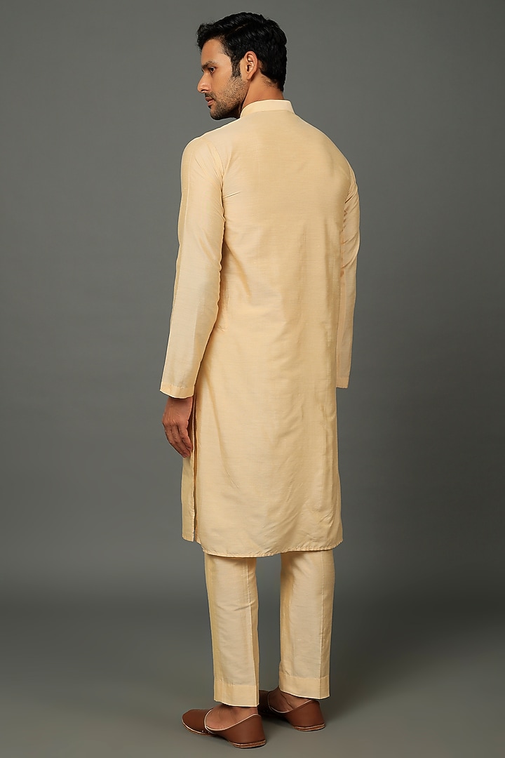 Gold Cotton Silk Kurta Set by SALVE at Pernia's Pop Up Shop