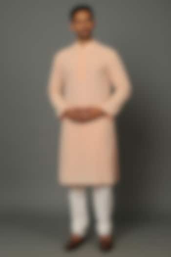 Blush Pink Embroidered Kurta Set by SALVE at Pernia's Pop Up Shop