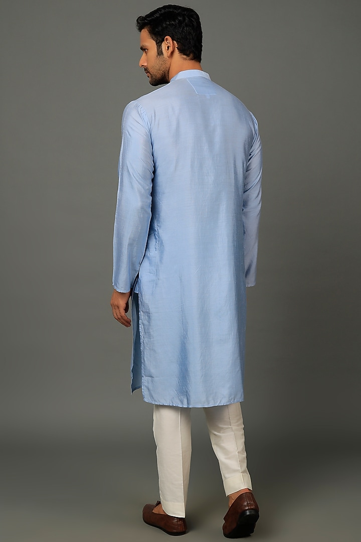 Sapphire Blue Cotton Silk Kurta Set by SALVE at Pernia's Pop Up Shop