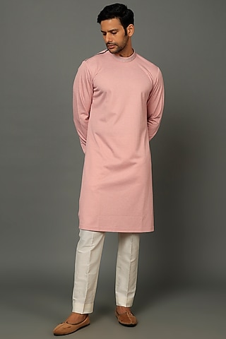 Rose Pink Viscose Kurta Set by SALVE
