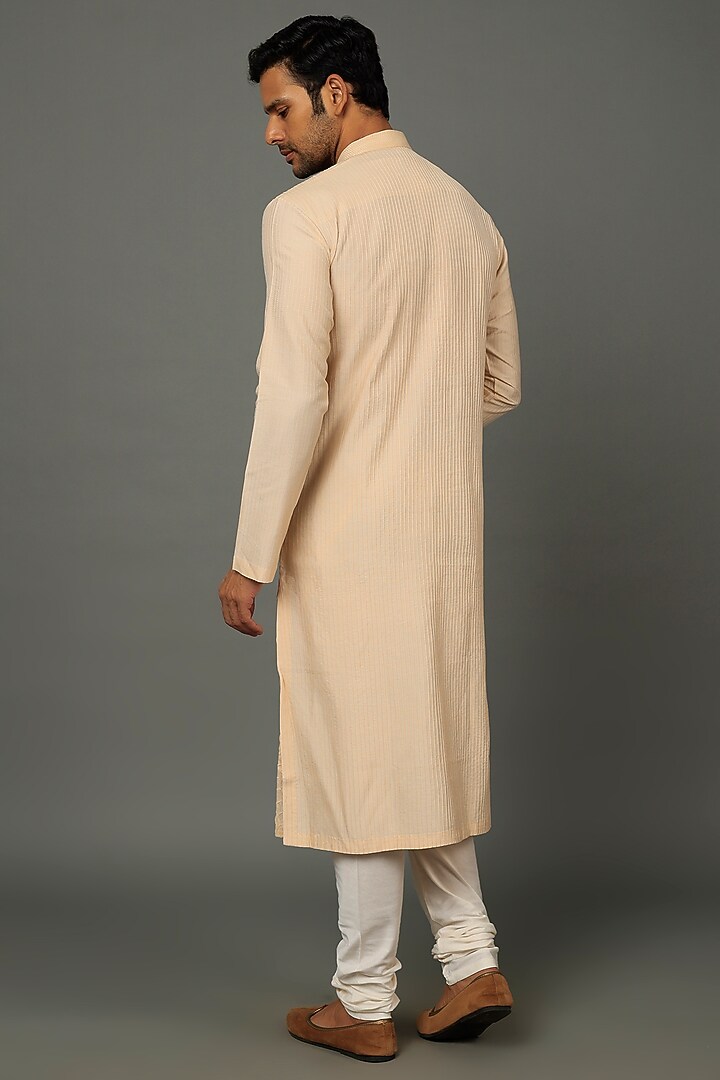 Beige Silk Kurta Set by SALVE at Pernia's Pop Up Shop