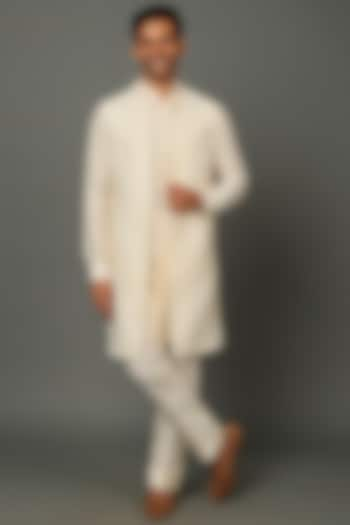 Ivory Silk Indowestern Set by SALVE