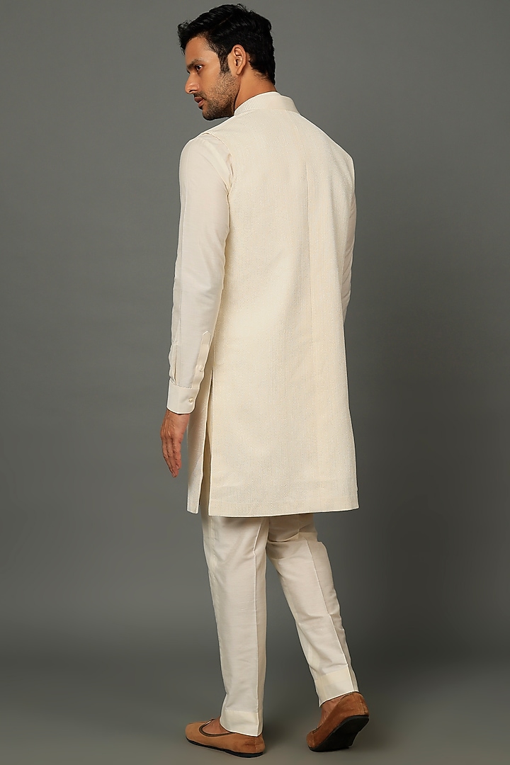 Ivory Silk Wedding Indowestern Set by SALVE at Pernia's Pop Up Shop