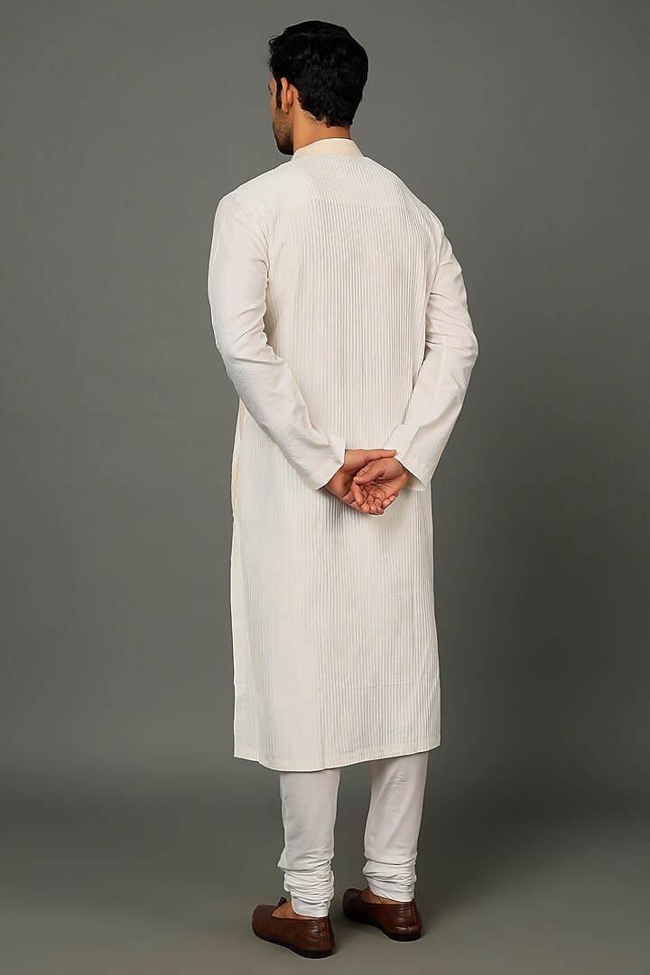 Ivory & Beige Silk Cotton Kurta Set by SALVE at Pernia's Pop Up Shop