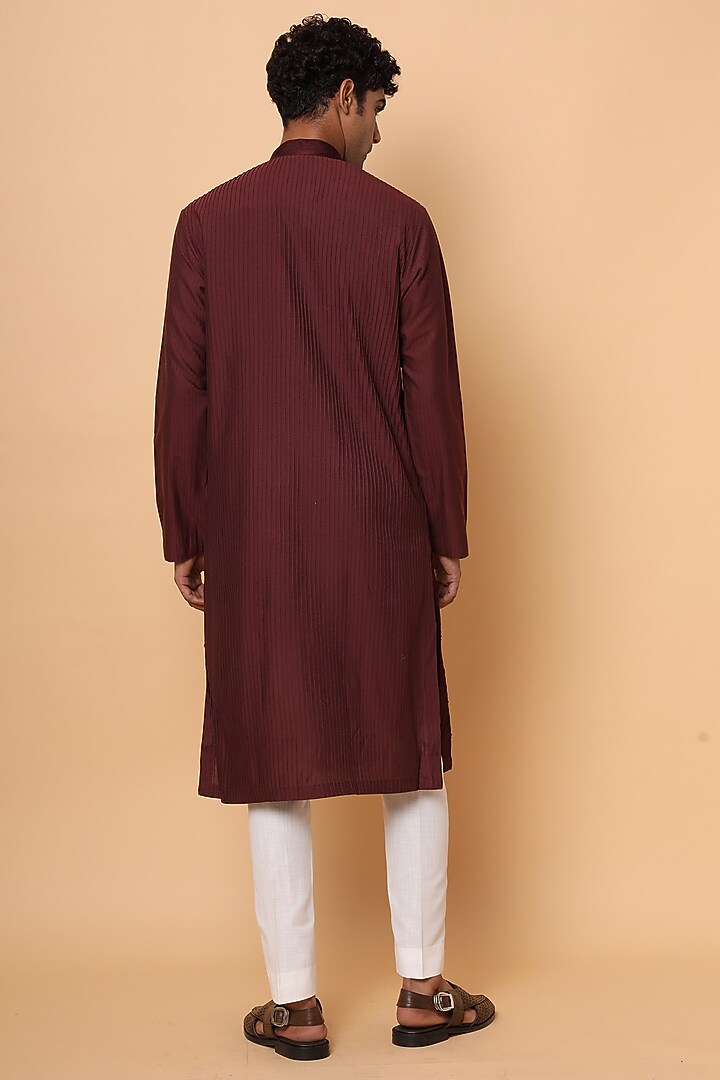 Maroon Cotton Silk Kurta Set by SALVE at Pernia's Pop Up Shop