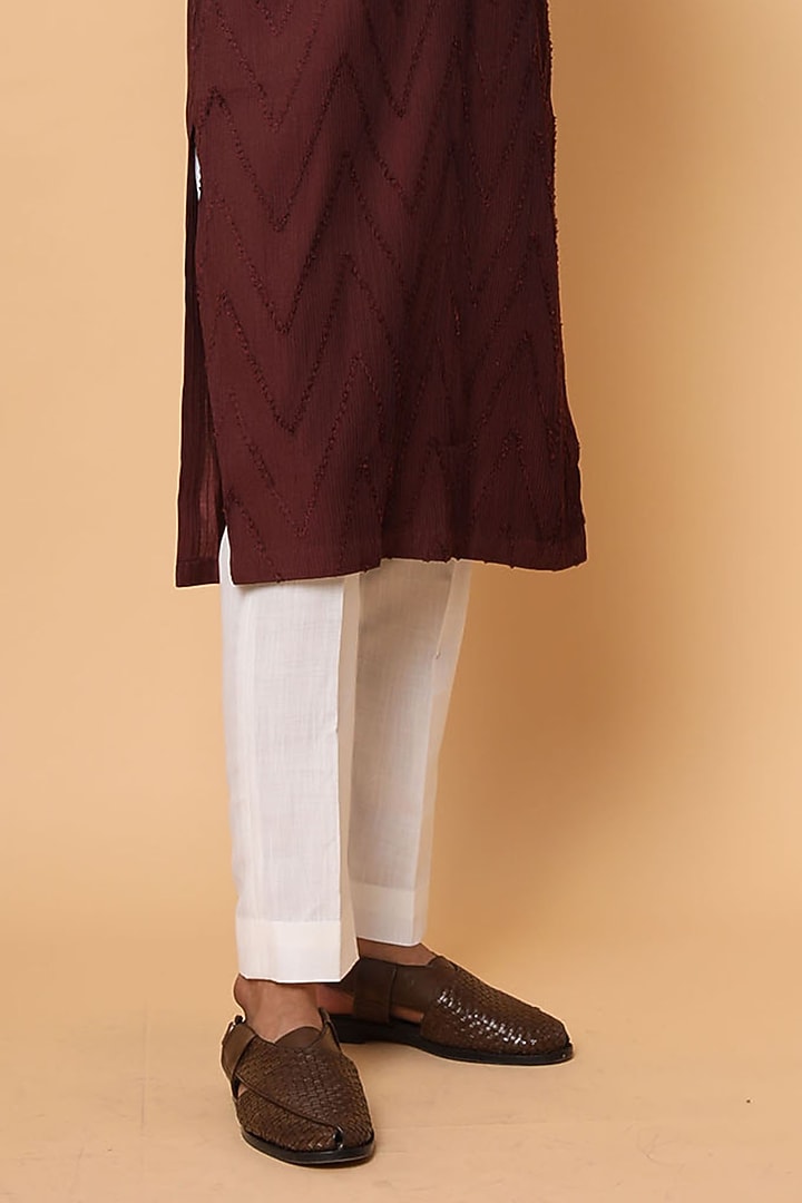 Maroon Cotton Silk Kurta Set by SALVE at Pernia's Pop Up Shop