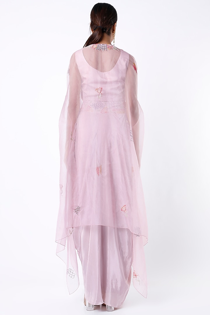 Mauve Organza Cape Set by Samad Atelier at Pernia's Pop Up Shop
