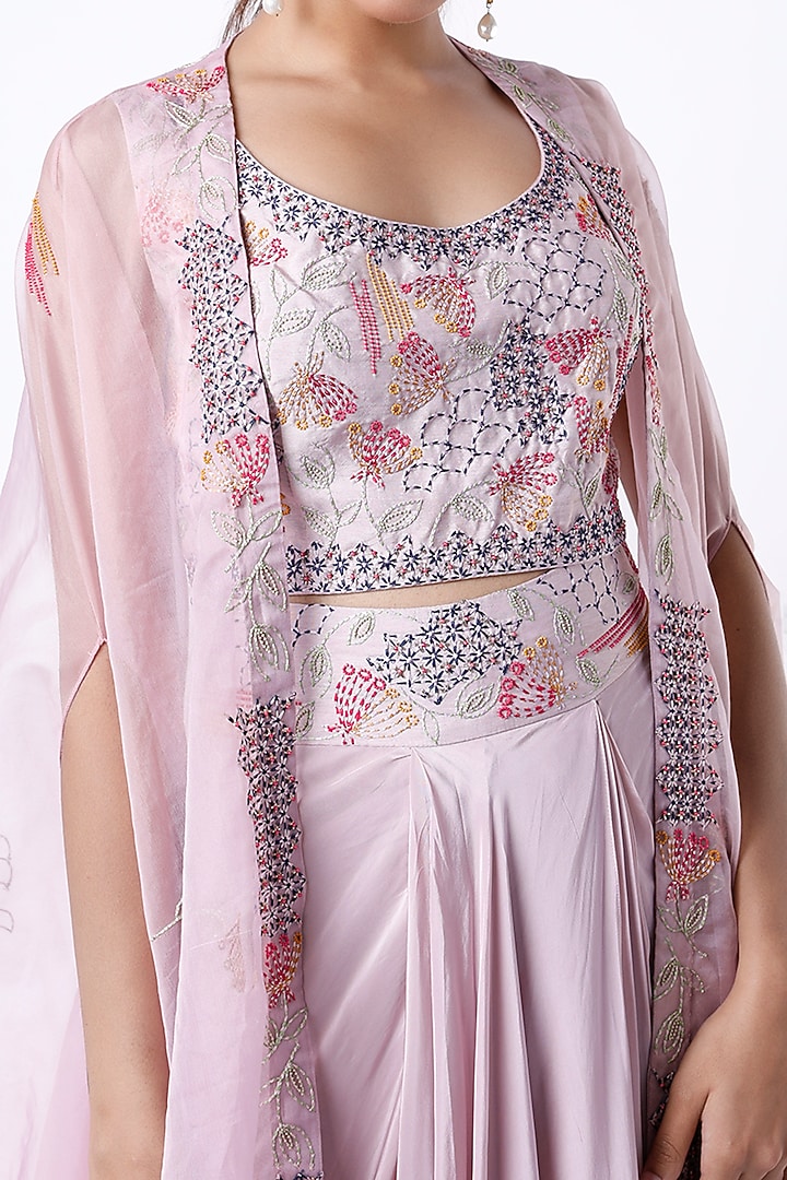 Mauve Organza Cape Set by Samad Atelier at Pernia's Pop Up Shop
