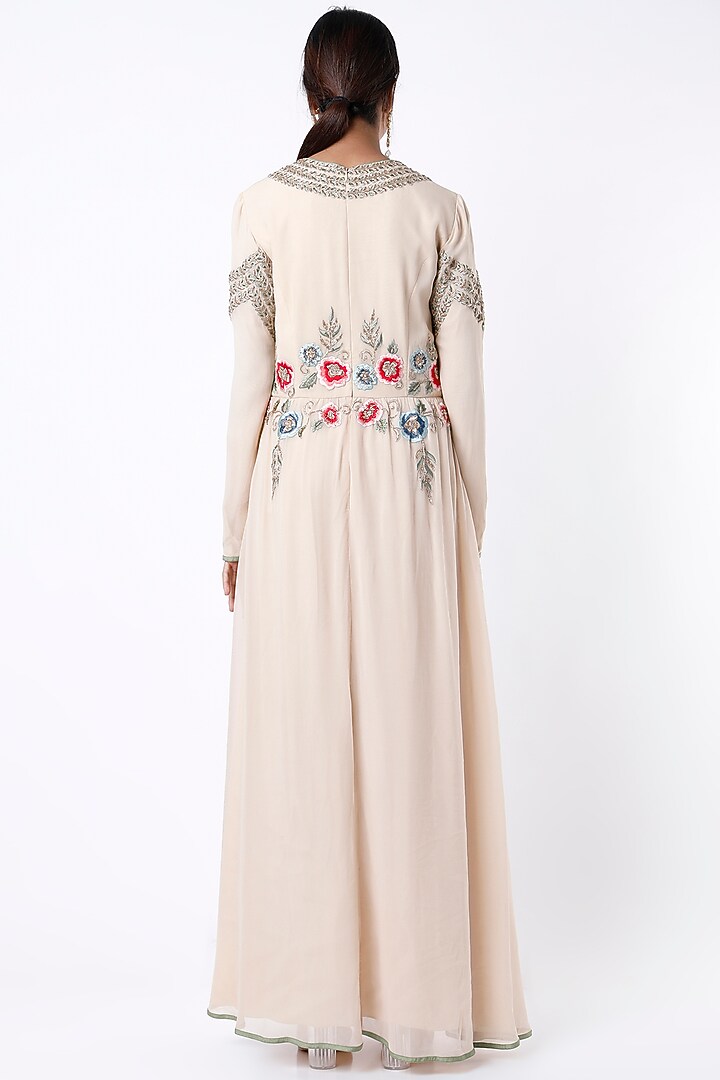 Light Beige Georgette Party Wear Anarkali Set by Samad Atelier at Pernia's Pop Up Shop