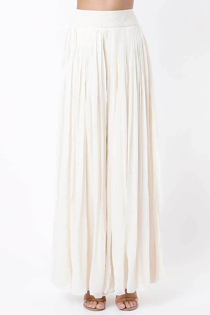 White Georgette Wedding Sharara Set by Samad Atelier at Pernia's Pop Up Shop