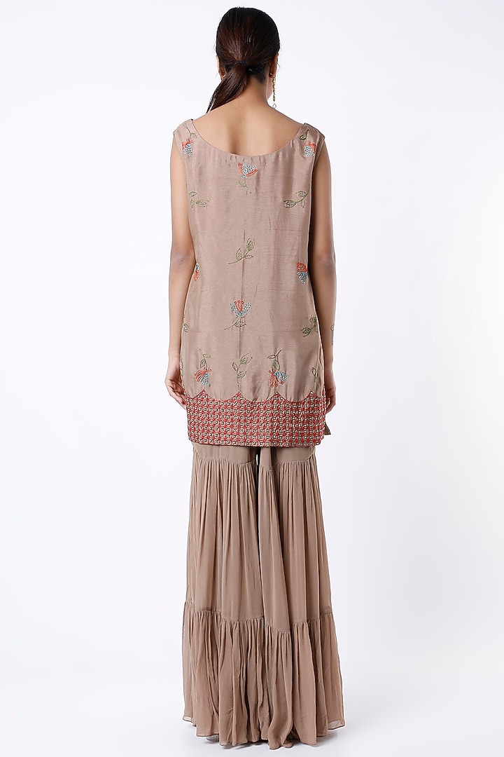 Brown Georgette Party Wear Sharara Set by Samad Atelier at Pernia's Pop Up Shop
