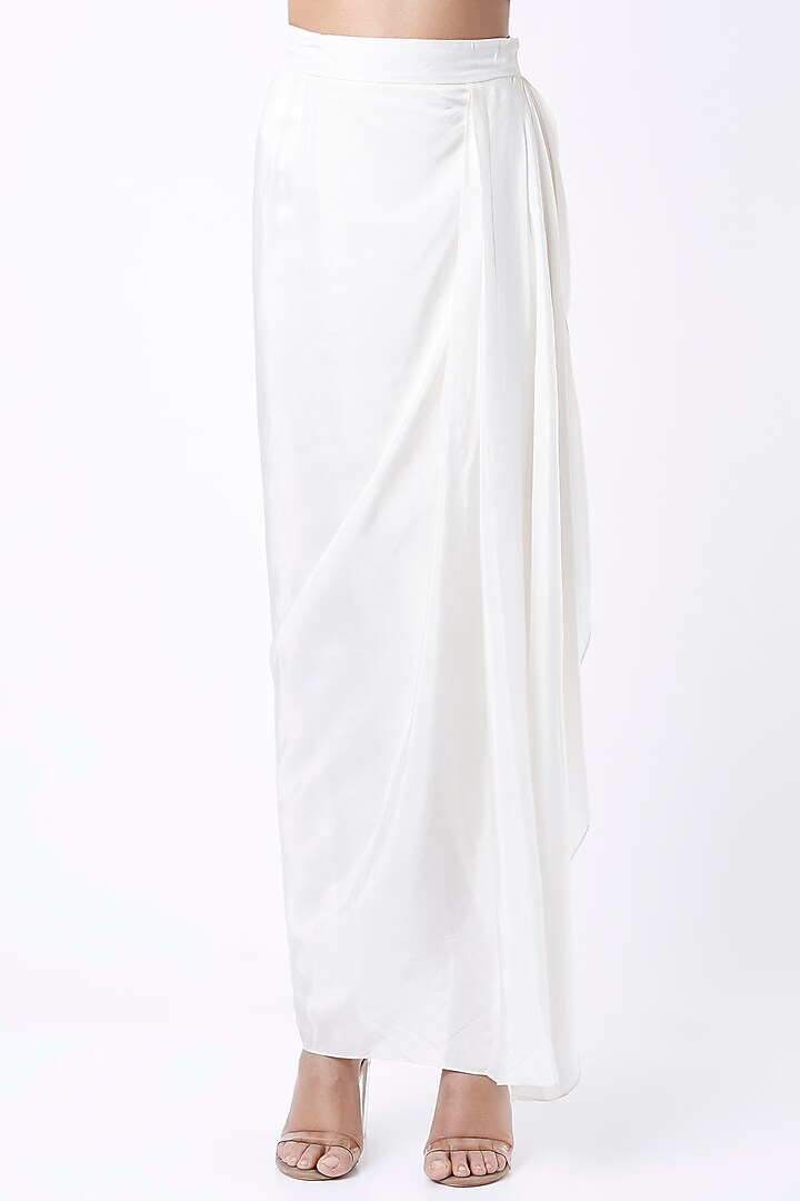 White Draped Skirt Set by Samad Atelier at Pernia's Pop Up Shop
