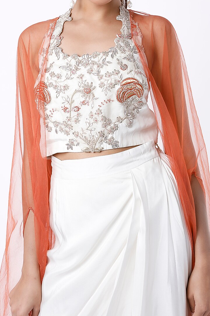 White Draped Skirt Set by Samad Atelier at Pernia's Pop Up Shop