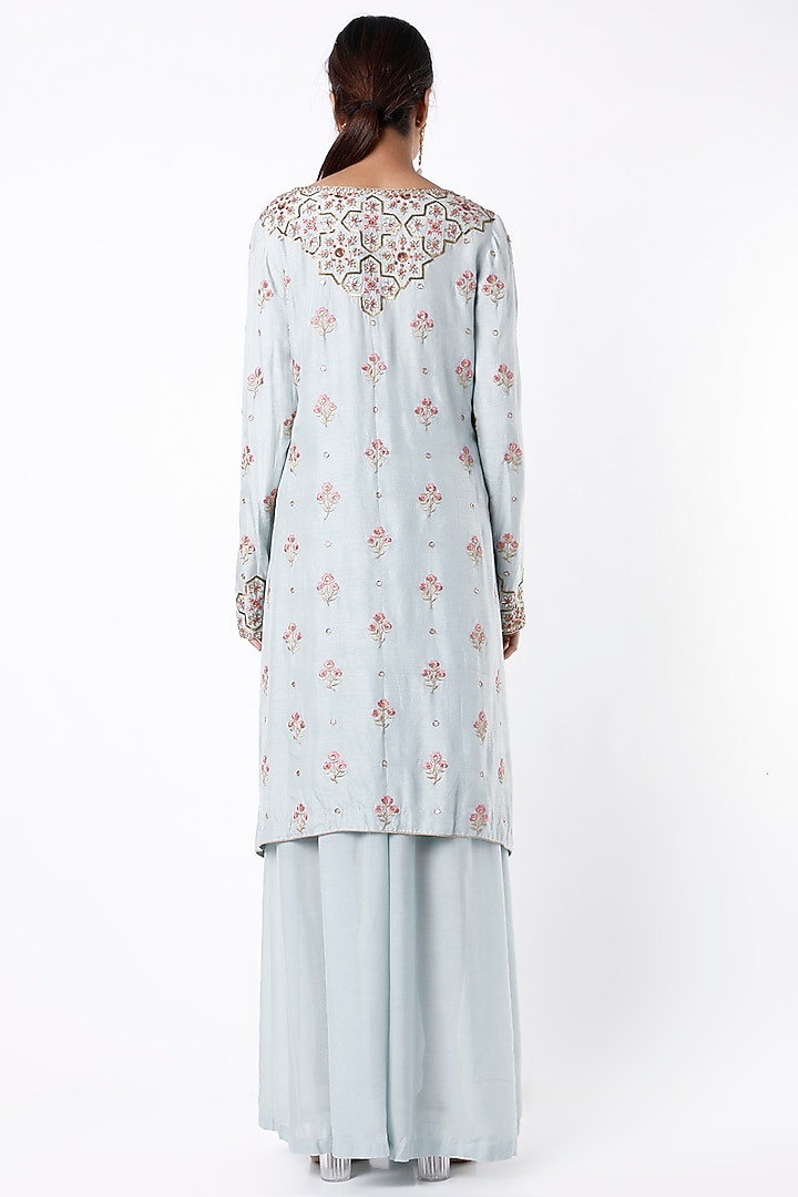 Pastel Blue Dola Silk Kurta Set by Samad Atelier at Pernia's Pop Up Shop