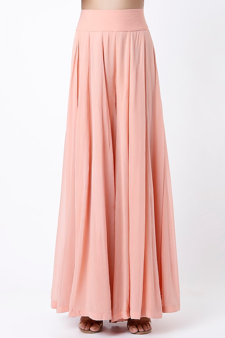 Peach Georgette Wedding Sharara Set by Samad Atelier at Pernia's Pop Up Shop