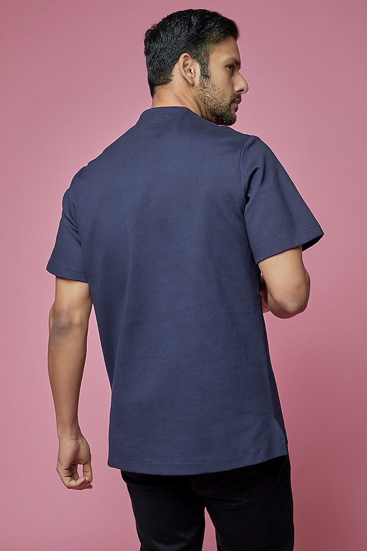 Blue Jersey T-Shirt by SAMEER MADAN MEN at Pernia's Pop Up Shop