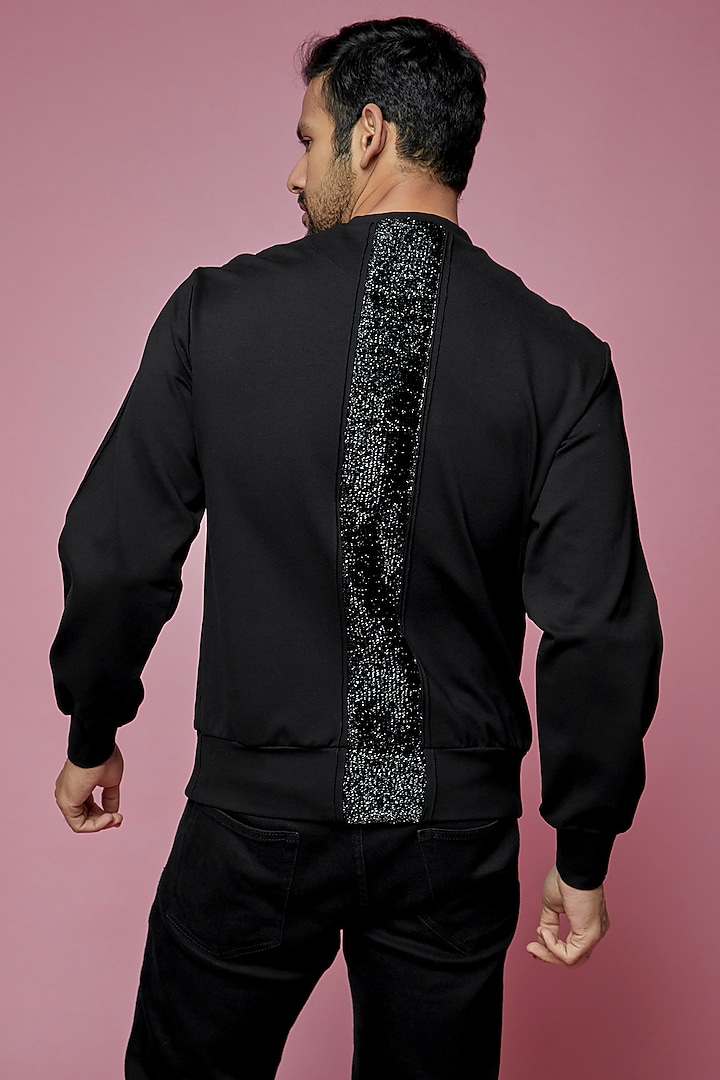 Black Jersey Sweatshirt by SAMEER MADAN MEN at Pernia's Pop Up Shop