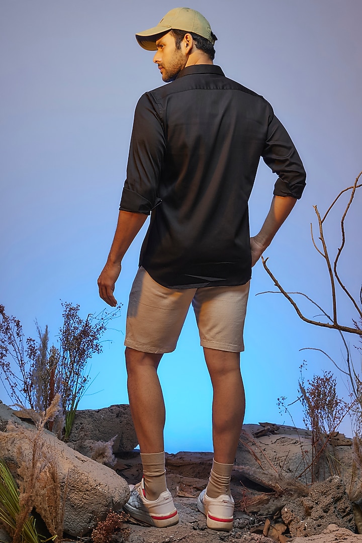 Black Cotton Lycra Aari Embroidered Handcrafted Party Wear Shirt by SAMMOHAN at Pernia's Pop Up Shop