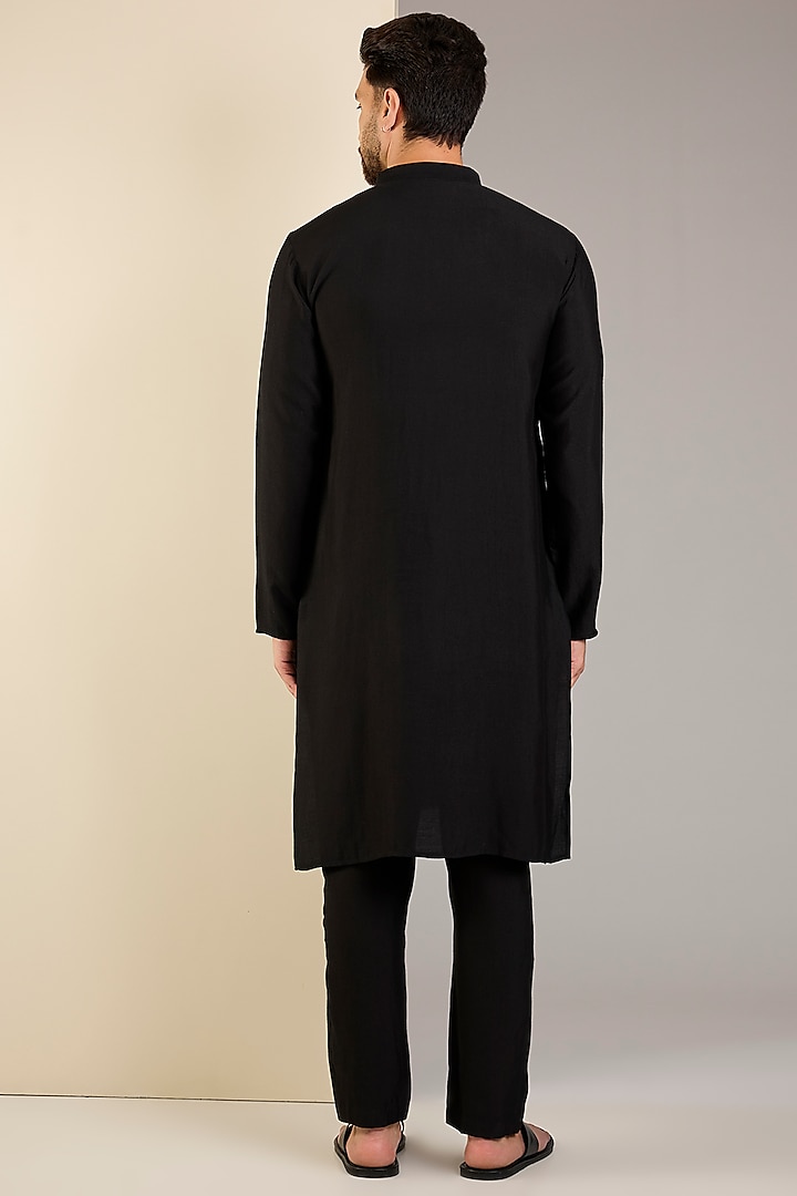Black Cotton Kurta by SAMMOHAN at Pernia's Pop Up Shop