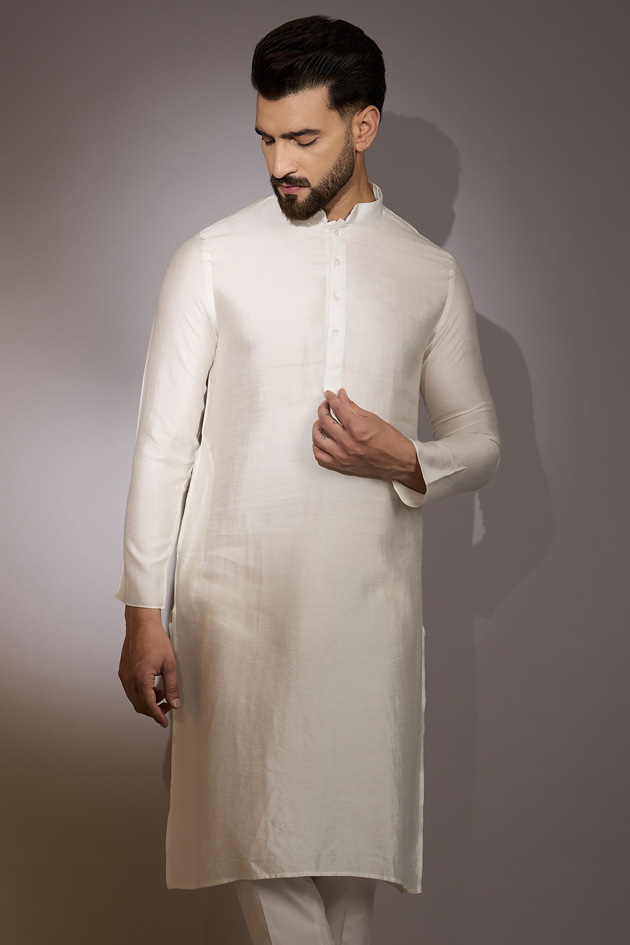 Ivory Cotton Kurta by SAMMOHAN