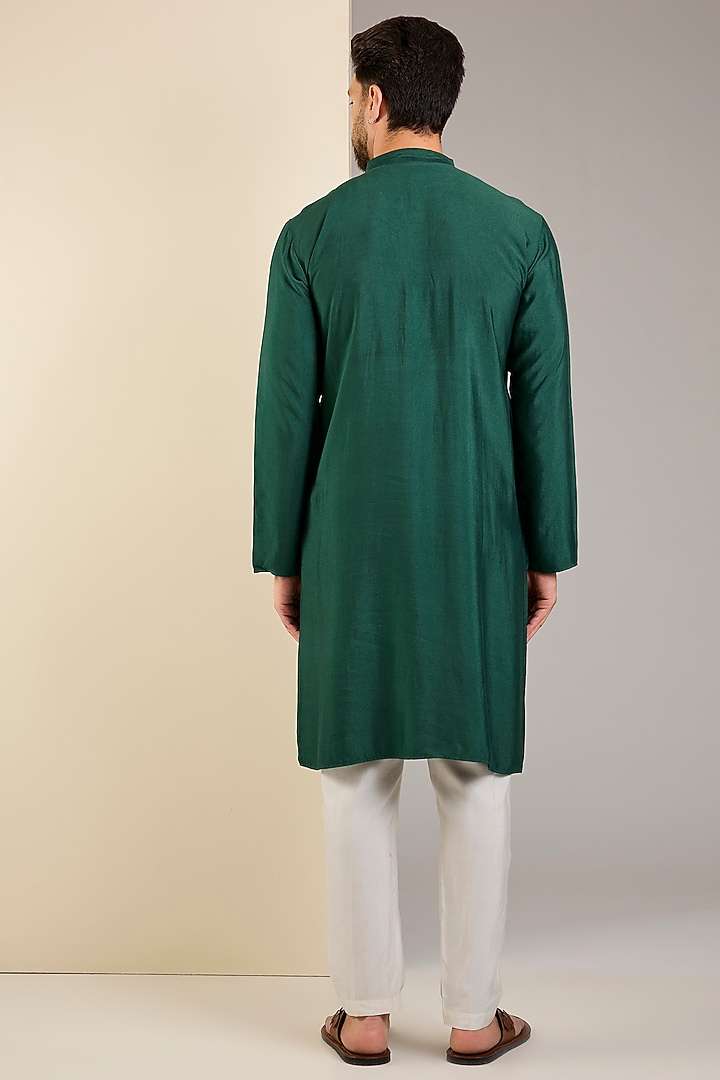 Emerald Green Cotton Kurta by SAMMOHAN at Pernia's Pop Up Shop