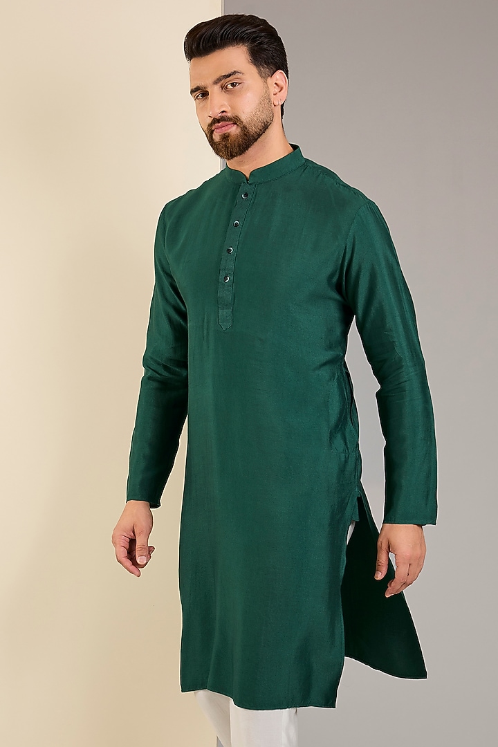 Emerald Green Cotton Kurta by SAMMOHAN at Pernia's Pop Up Shop