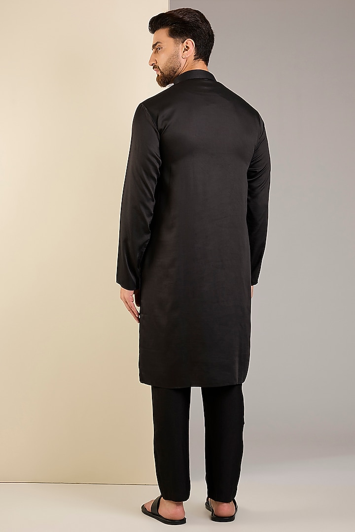 Black Cotton Kurta by SAMMOHAN at Pernia's Pop Up Shop
