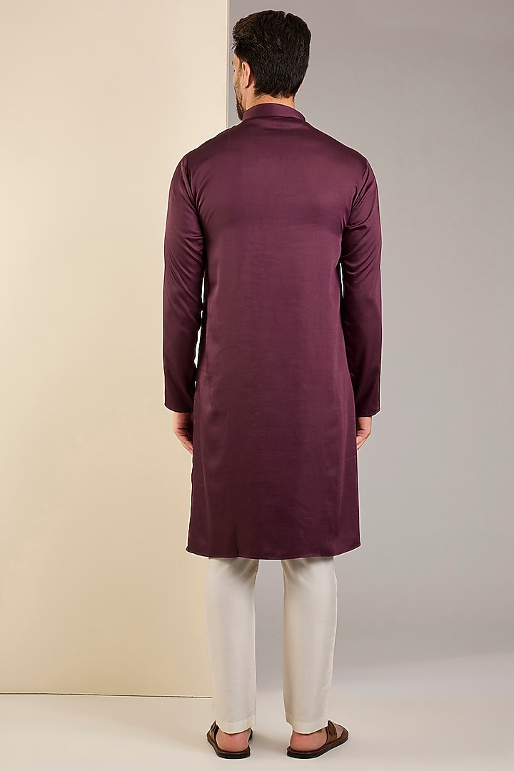 Wine Cotton Kurta by SAMMOHAN at Pernia's Pop Up Shop