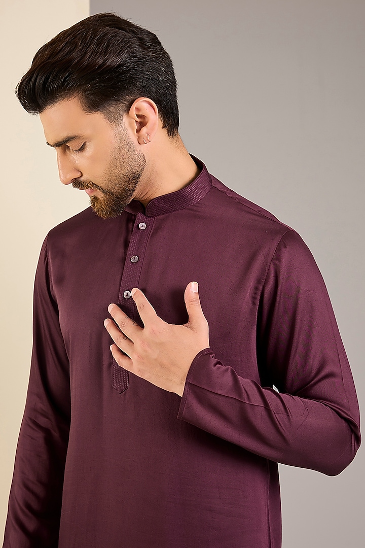 Wine Cotton Kurta by SAMMOHAN at Pernia's Pop Up Shop
