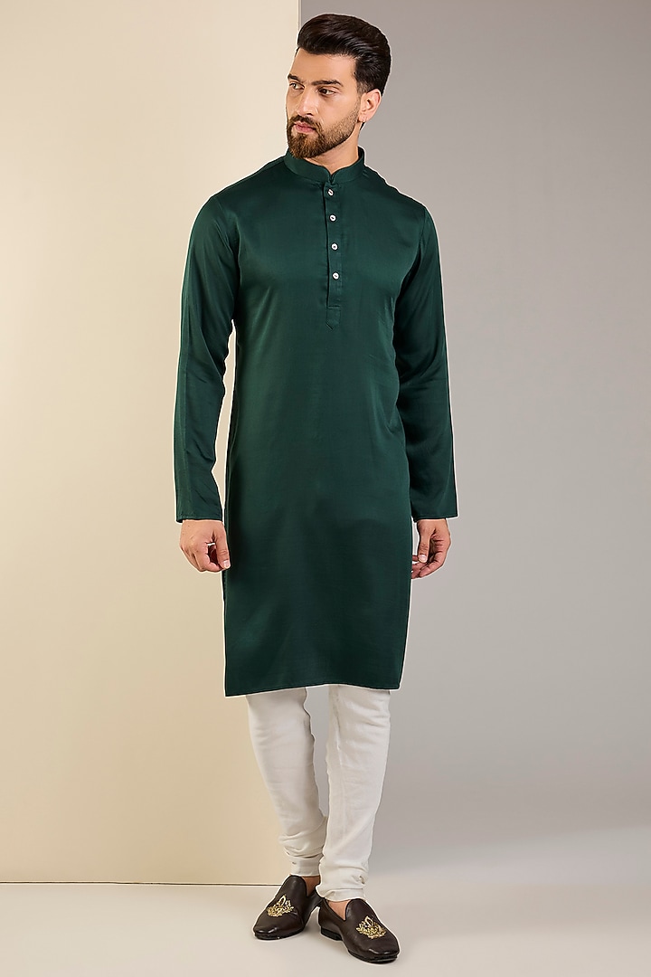 Emerald Green Cotton Kurta by SAMMOHAN at Pernia's Pop Up Shop