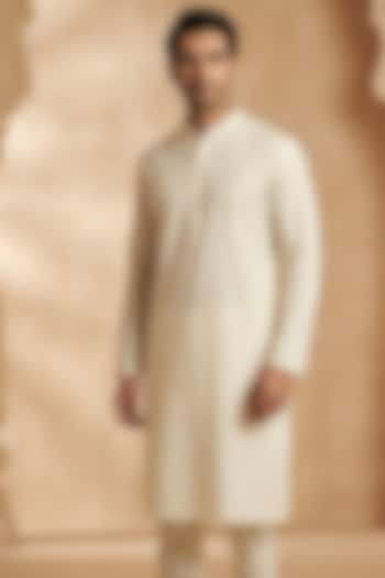 Light Yellow Chanderi Kurta by SAMMOHAN at Pernia's Pop Up Shop