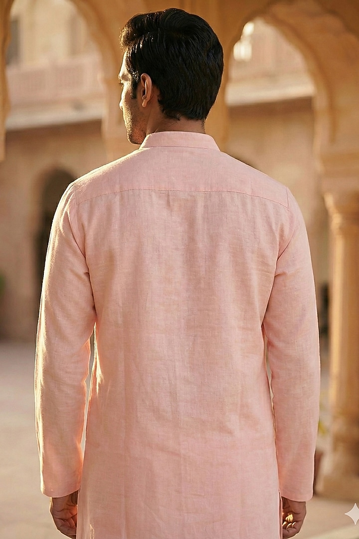 Pink Chanderi Kurta by SAMMOHAN at Pernia's Pop Up Shop