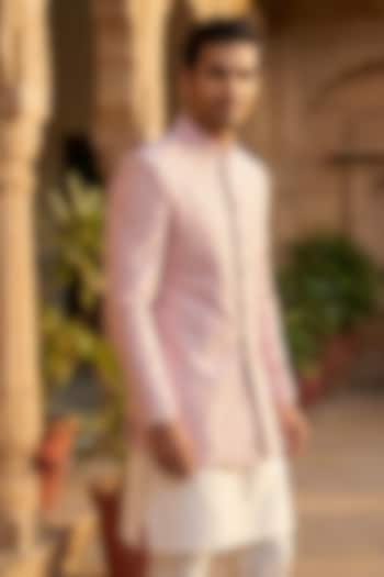 Purple Cotton Blend Bandhgala Jacket by SAMMOHAN at Pernia's Pop Up Shop