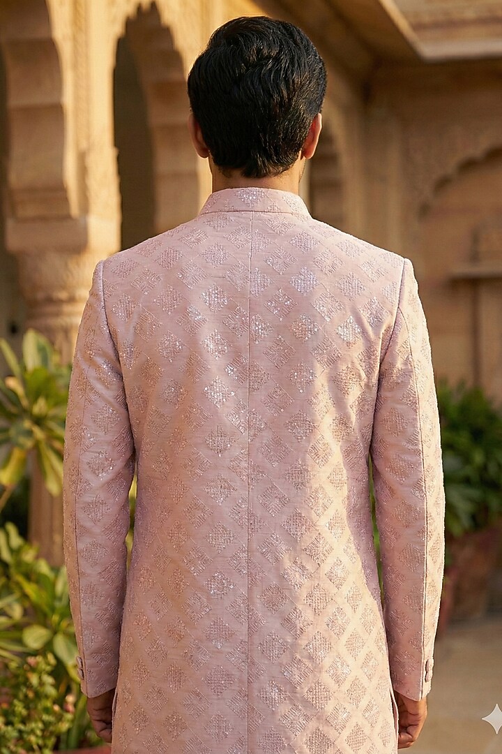 Purple Cotton Blend Bandhgala Jacket by SAMMOHAN at Pernia's Pop Up Shop