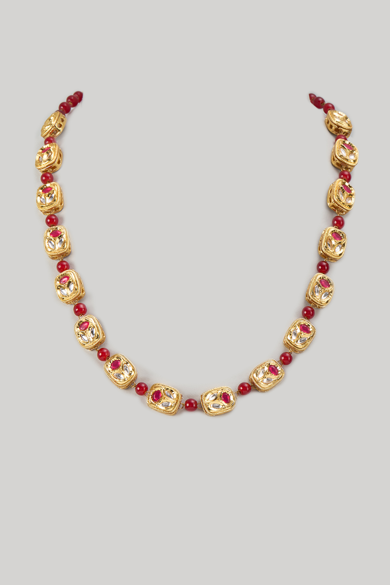 Red Kundan & Pearl Mala by SAMMOHAN