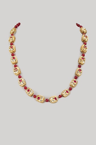 Red Kundan & Pearl Mala by SAMMOHAN