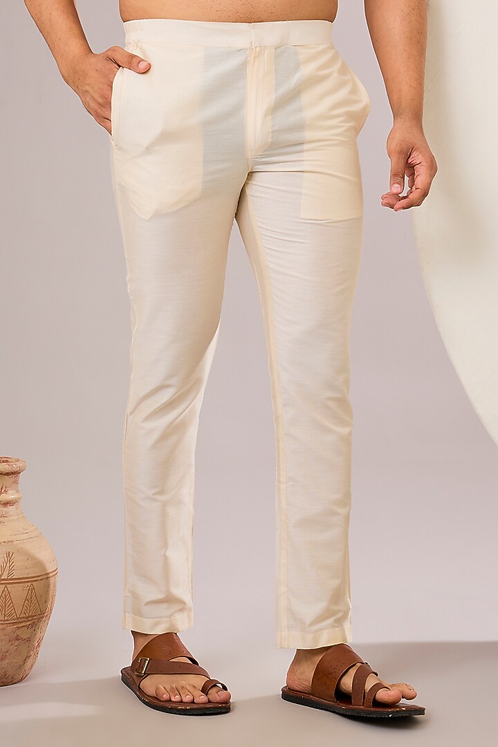 Light Blue Silk Kurta Set by SAMMOHAN at Pernia's Pop Up Shop