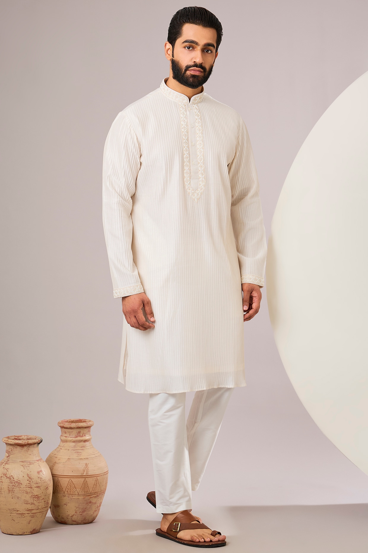SAMMOHAN Off-White Silk Kurta Set