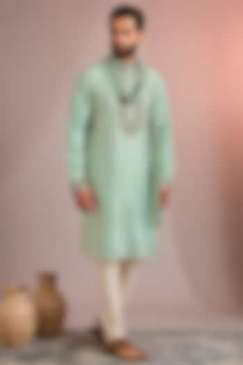 Mint Silk Kurta Set by SAMMOHAN at Pernia's Pop Up Shop