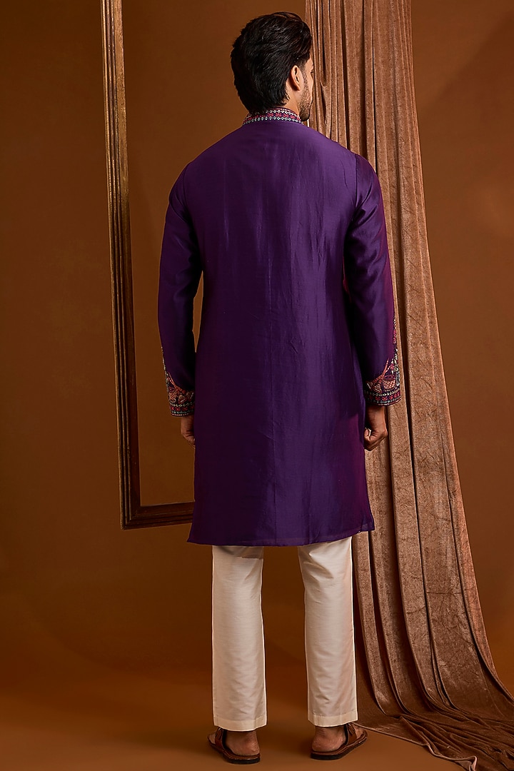 Purple Silk Kurta Set by SAMMOHAN at Pernia's Pop Up Shop