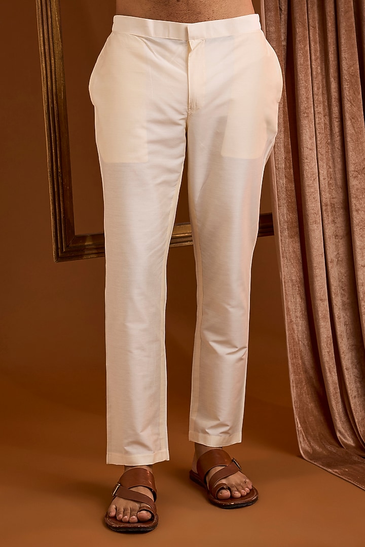 Navy Silk Kurta Set by SAMMOHAN at Pernia's Pop Up Shop