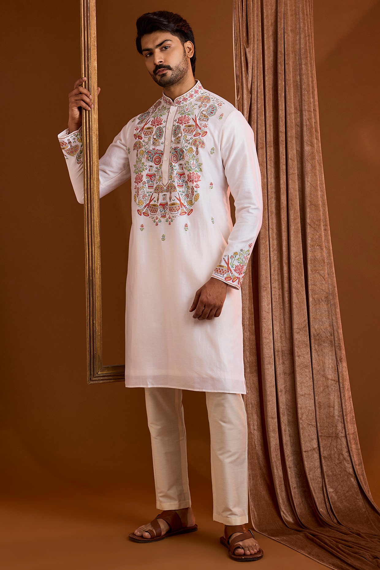SAMMOHAN Off-White Silk Kurta Set