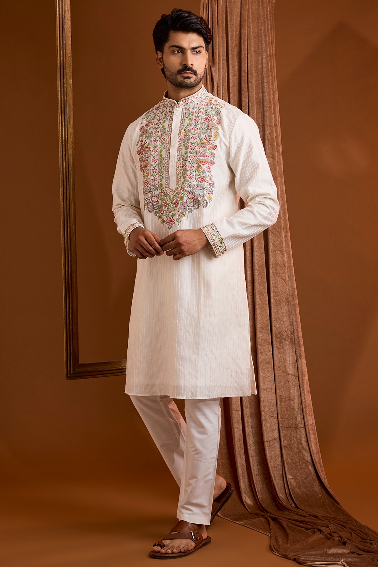 SAMMOHAN Off-White Silk Kurta Set
