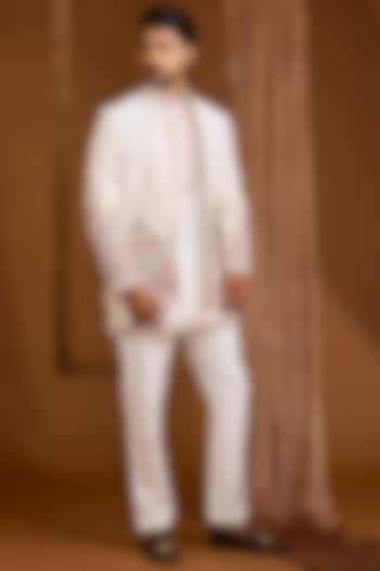 Ivory Silk Groom Indowestern Set by SAMMOHAN at Pernia's Pop Up Shop