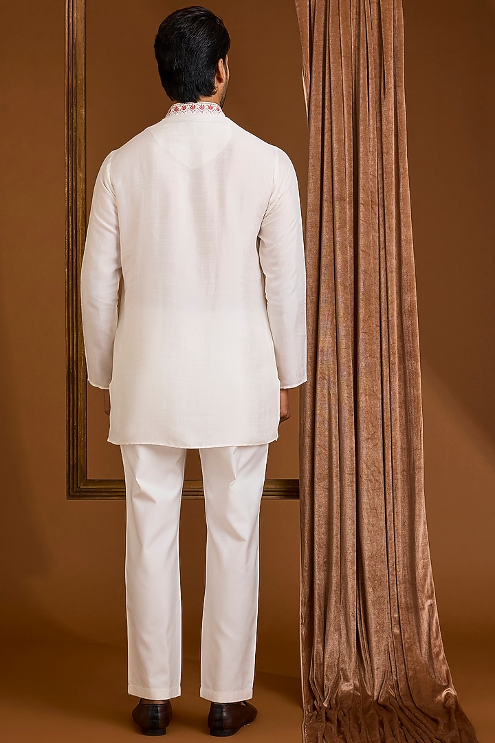 Ivory Silk Groom Indowestern Set by SAMMOHAN at Pernia's Pop Up Shop