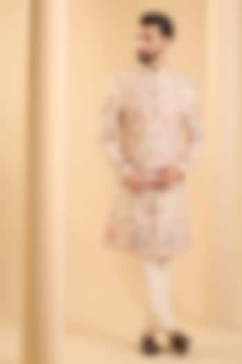 Peach Silk Groom Sherwani Set by SAMMOHAN at Pernia's Pop Up Shop