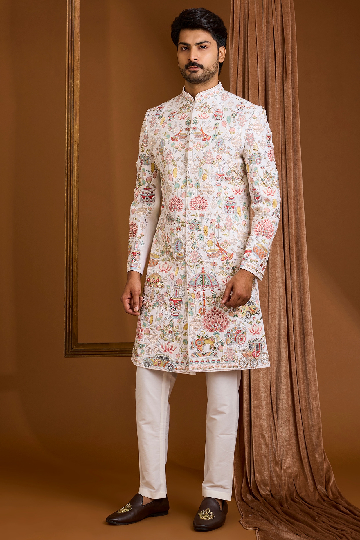 SAMMOHAN Ivory Silk Bandhgala Set