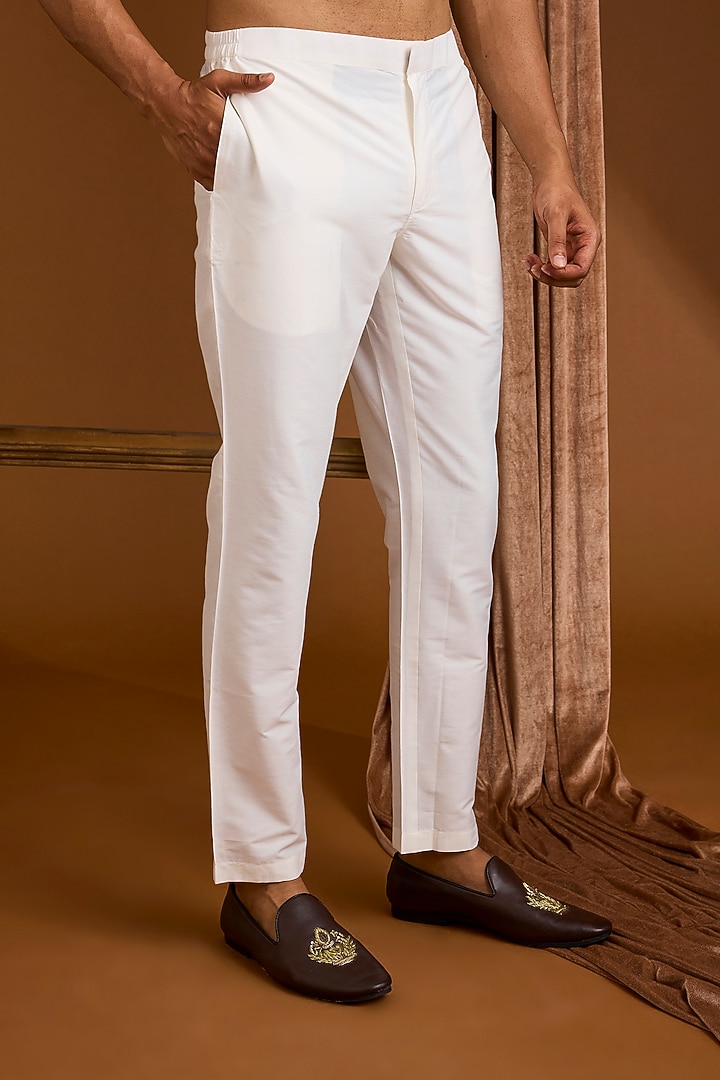 Ivory Silk Groom Sherwani Set by SAMMOHAN at Pernia's Pop Up Shop