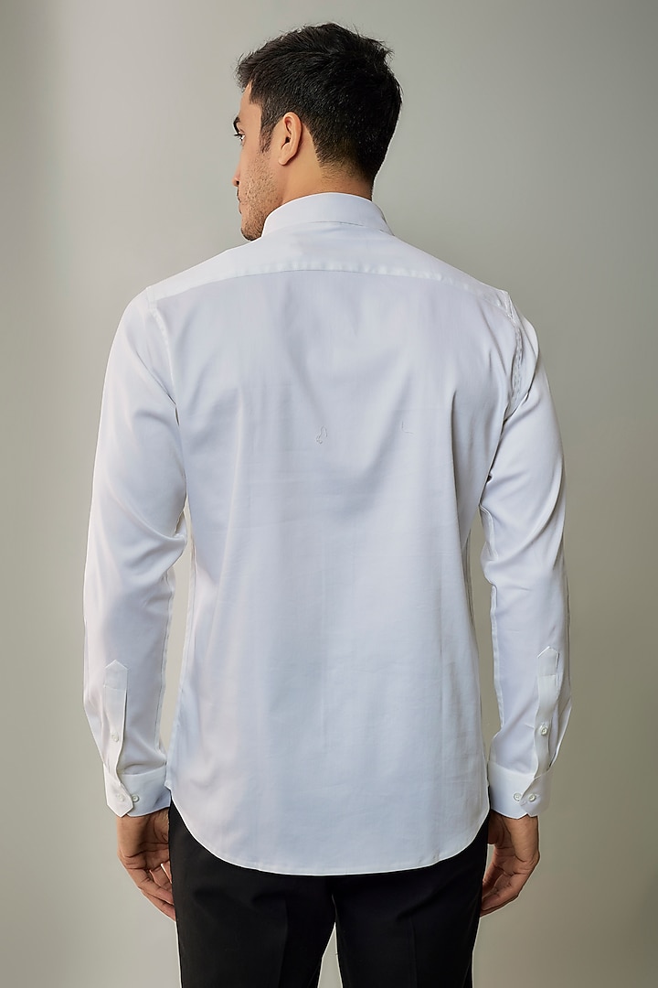 White Cotton Lycra Aari Embroidered Handcrafted Party Wear Shirt by SAMMOHAN at Pernia's Pop Up Shop