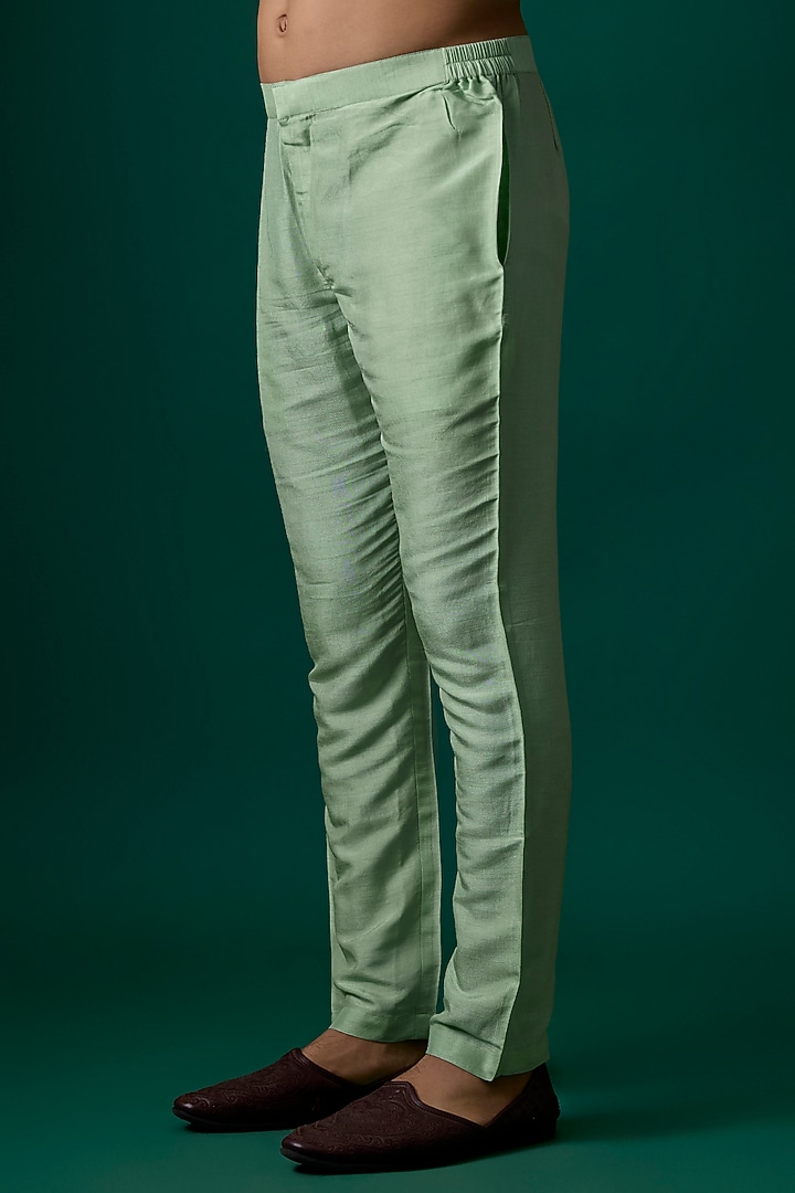 Mint Silk Bundi Jacket Set by SAMMOHAN at Pernia's Pop Up Shop